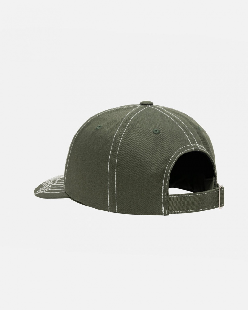 Stussy Low Pro Basic Stitch Strapback - Unisex Oliwkowe | XPLGW64070