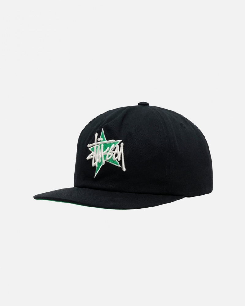 Stussy Mid-Depth Basic Star Strapback - Unisex Czarne | XPLGW98297