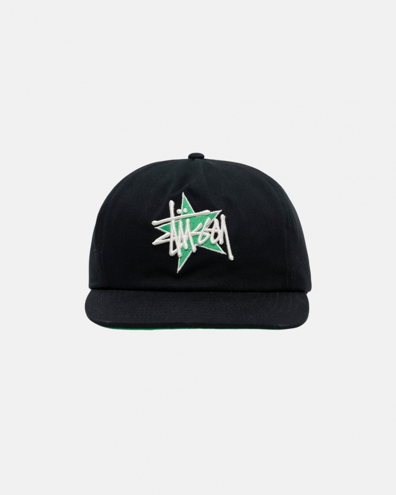 Stussy Mid-Depth Basic Star Strapback - Unisex Czarne | XPLGW98297