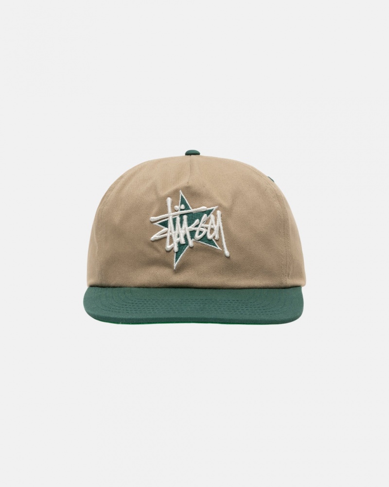 Stussy Mid-Depth Basic Star Strapback - Unisex Khaki | PLCIF18395