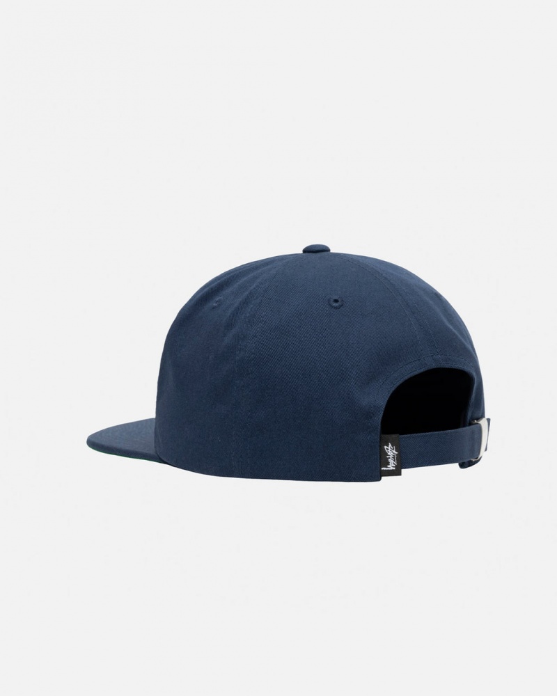 Stussy Mid-Depth Basic Strapback - Unisex Granatowe | PLJBT21779