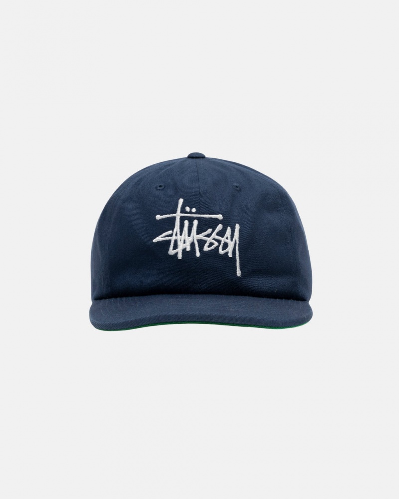 Stussy Mid-Depth Basic Strapback - Unisex Granatowe | PLJBT21779