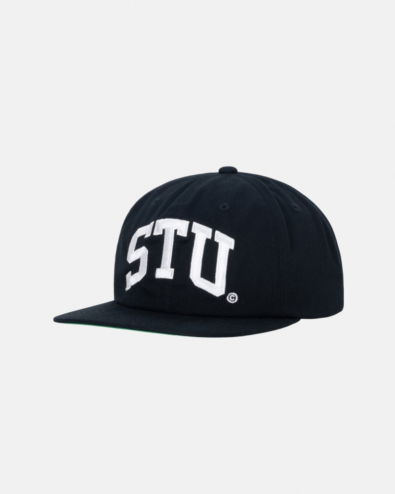 Stussy Mid-Depth Stu Arch Strapback - Unisex Czarne | GPLUC43550