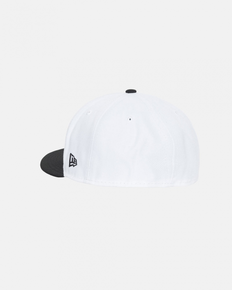 Stussy New Era 59Fifty Curly S - Unisex Białe Czarne | PLEGJ14521