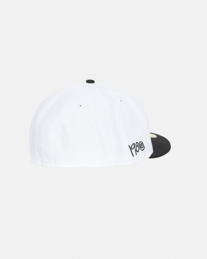 Stussy New Era 59Fifty Curly S - Unisex Białe Czarne | PLEGJ14521