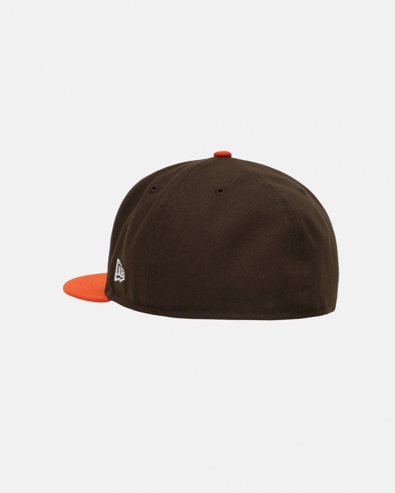 Stussy New Era 59Fifty Curly S - Unisex Brązowe Pomarańczowe | GPLEC46712