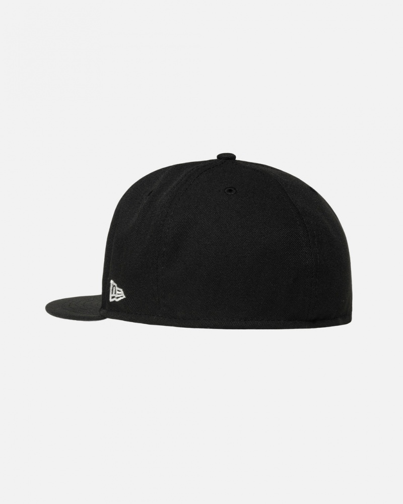 Stussy New Era 59Fifty Curly S - Unisex Czarne | PLCVG73006