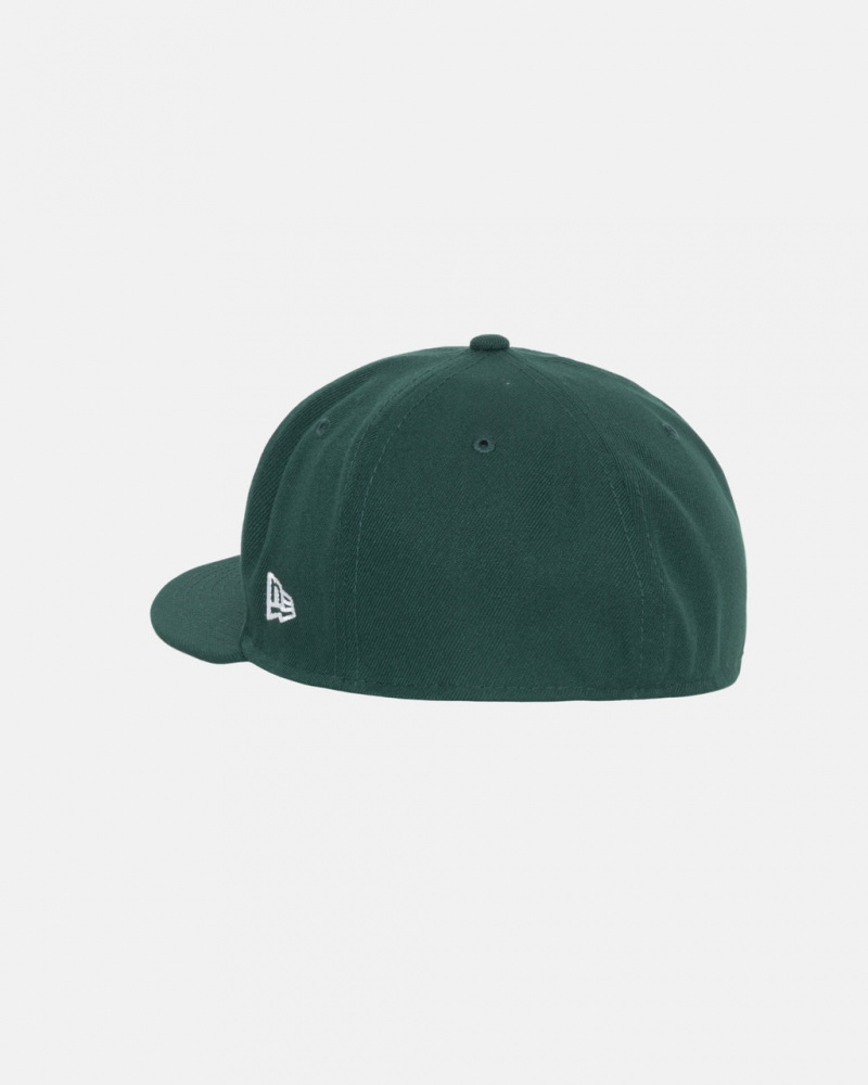 Stussy New Era 59Fifty Curly S - Unisex Zielone | PLJKU83538