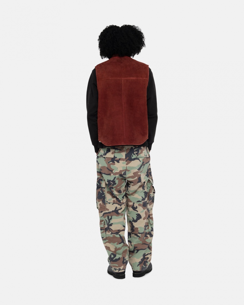 Stussy Reversible Shearling Workgear Vest - Unisex Jackets Bordowe | PLDYB24009