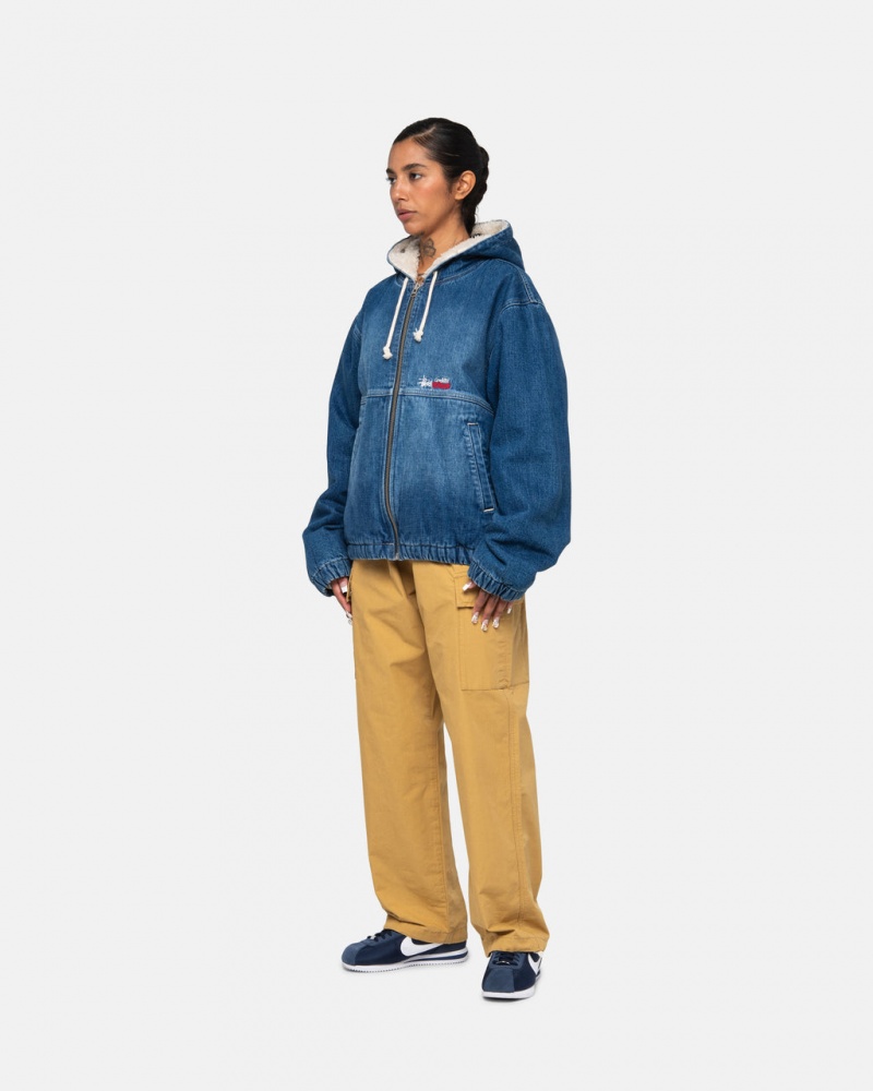 Stussy Robocze Jacket Denim Sherpa - Unisex Jackets Niebieskie | ZPLMJ60495