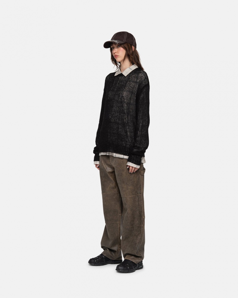 Stussy S Loose Knit Swetry - Unisex Sweaters Czarne | FPLHY62220