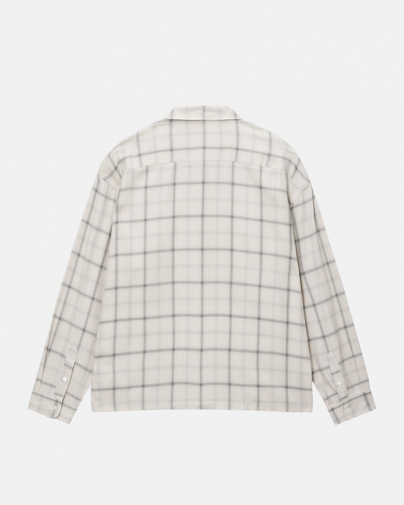 Stussy Shadow Plaid Rayon Shirt - Unisex Tops Beżowe | SPLVO25053