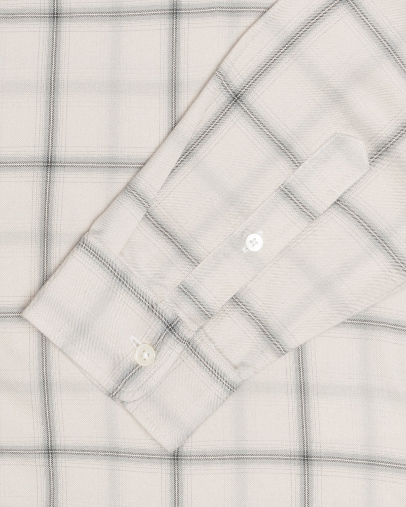 Stussy Shadow Plaid Rayon Shirt - Unisex Tops Beżowe | SPLVO25053