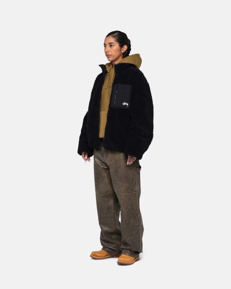 Stussy Sherpa Reversible Jacket - Unisex Jackets Czarne | UPLTG61791