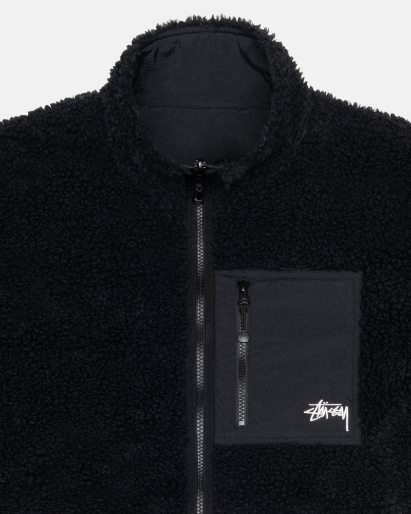 Stussy Sherpa Reversible Jacket - Unisex Jackets Czarne | UPLTG61791