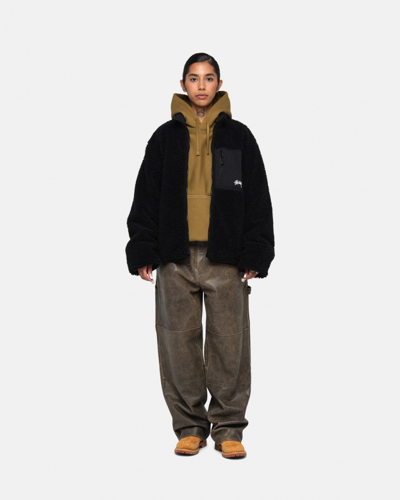 Stussy Sherpa Reversible Jacket - Unisex Jackets Czarne | UPLTG61791