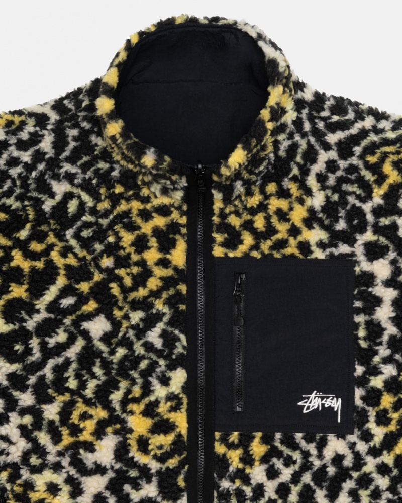 Stussy Sherpa Reversible Jacket - Unisex Jackets Żółte Panterka | PPLER30236