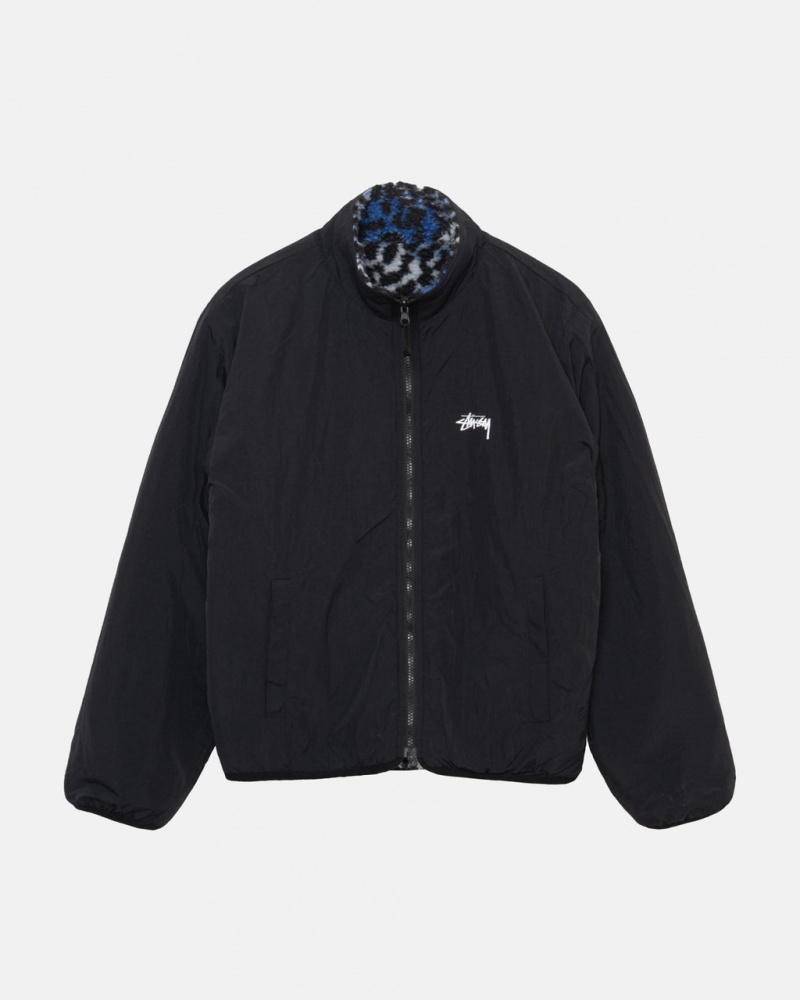 Stussy Sherpa Reversible Jacket - Unisex Jackets Niebieskie Panterka | XPLGW18622