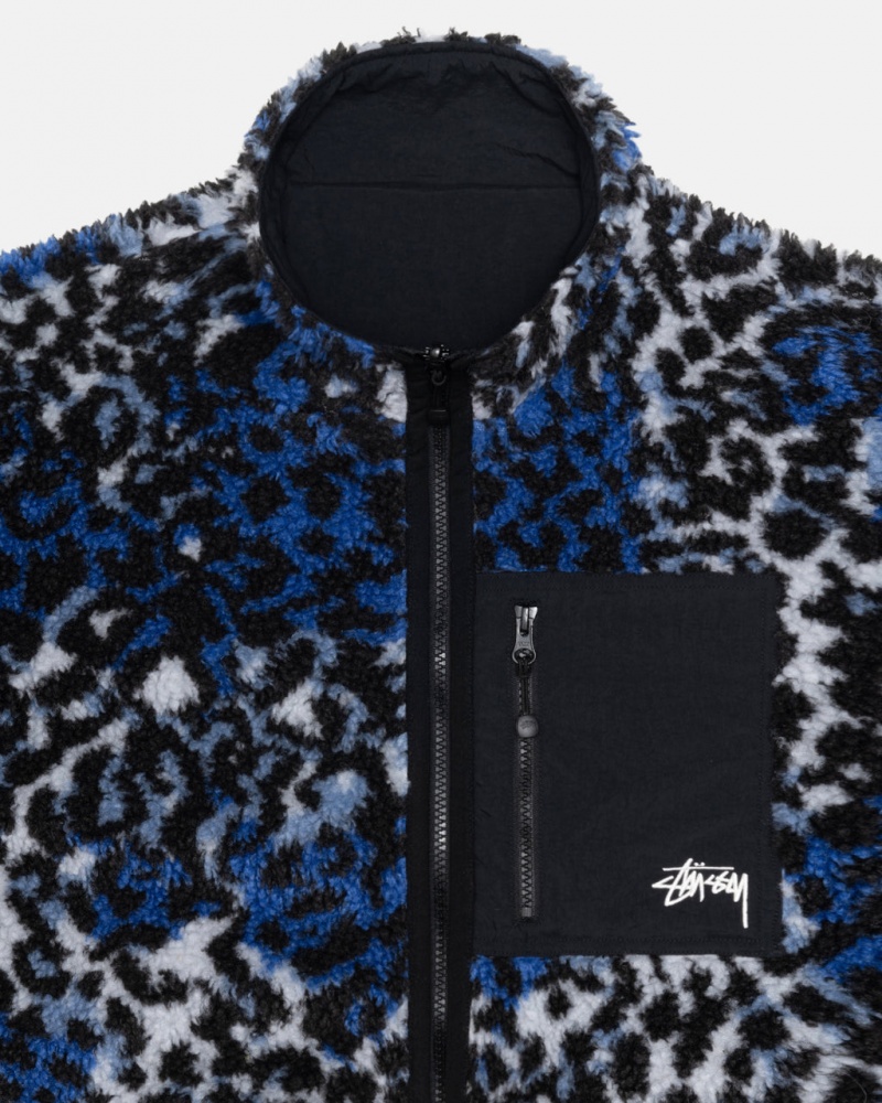 Stussy Sherpa Reversible Jacket - Unisex Jackets Niebieskie Panterka | XPLGW18622