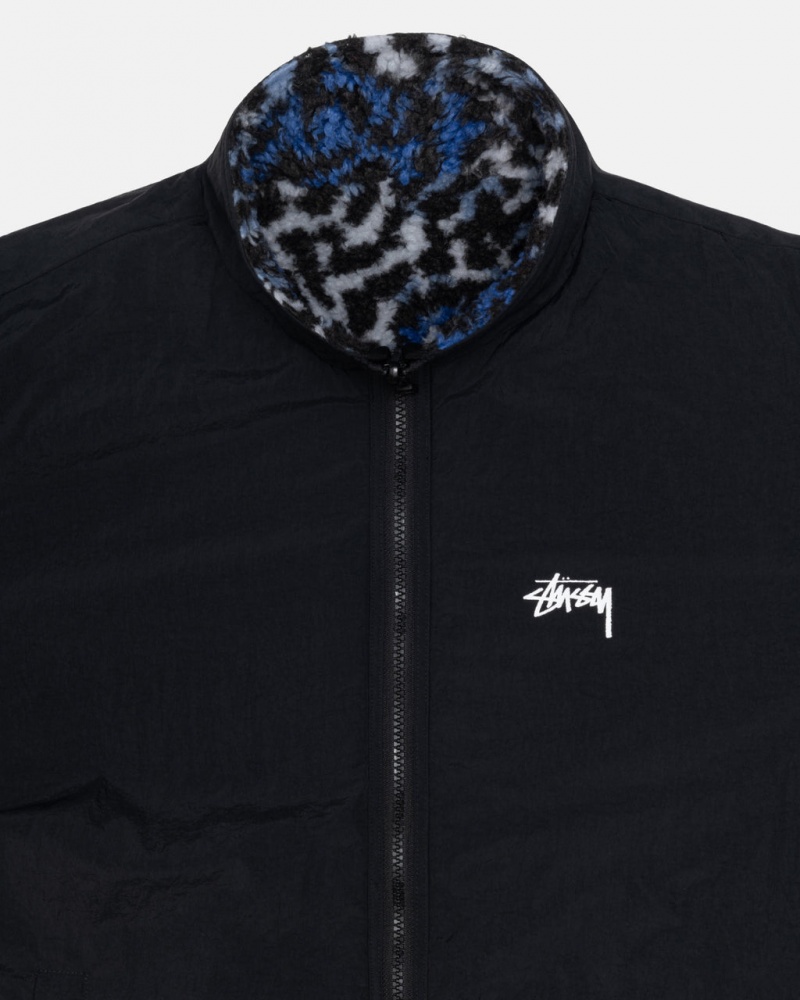 Stussy Sherpa Reversible Jacket - Unisex Jackets Niebieskie Panterka | XPLGW18622