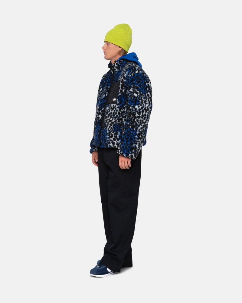 Stussy Sherpa Reversible Jacket - Unisex Jackets Niebieskie Panterka | XPLGW18622