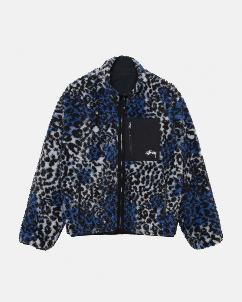 Stussy Sherpa Reversible Jacket - Unisex Jackets Niebieskie Panterka | XPLGW18622