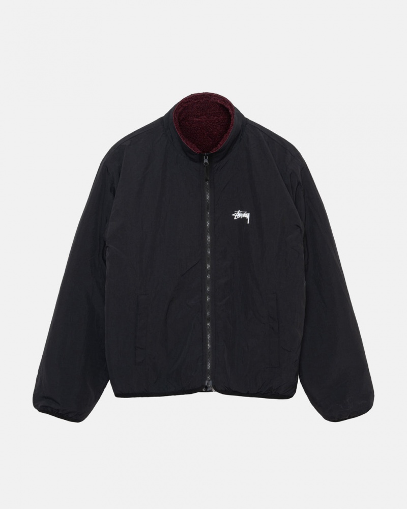 Stussy Sherpa Reversible Jacket - Unisex Jackets Bordowe | PLZDE14643