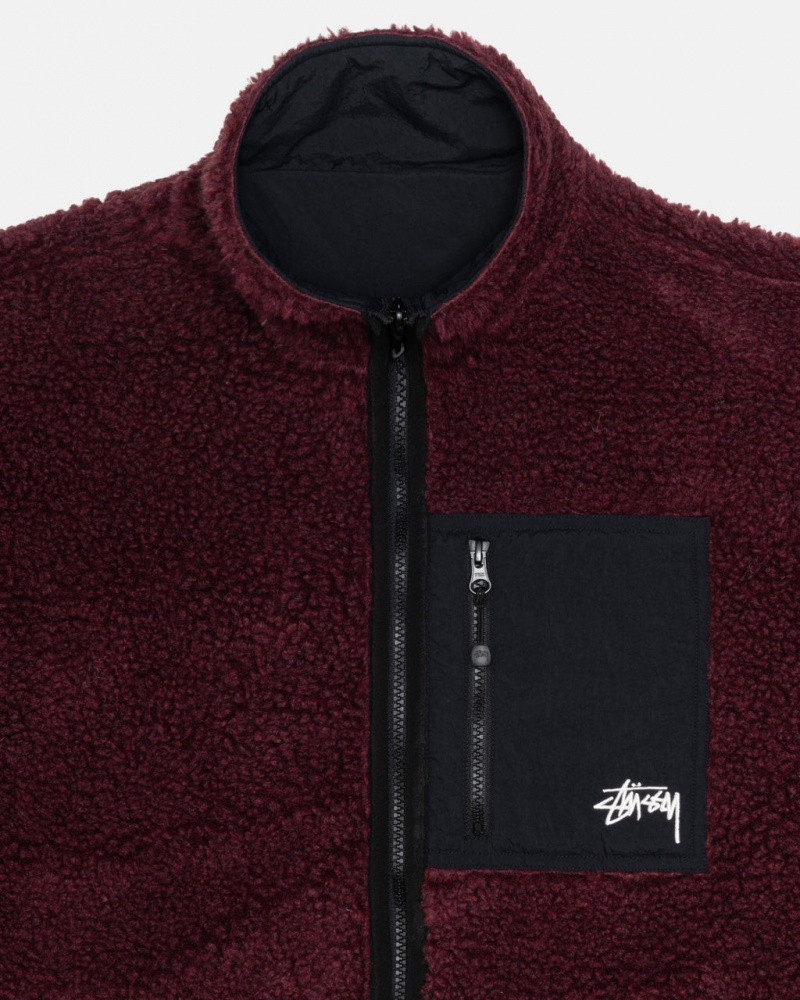 Stussy Sherpa Reversible Jacket - Unisex Jackets Bordowe | PLZDE14643