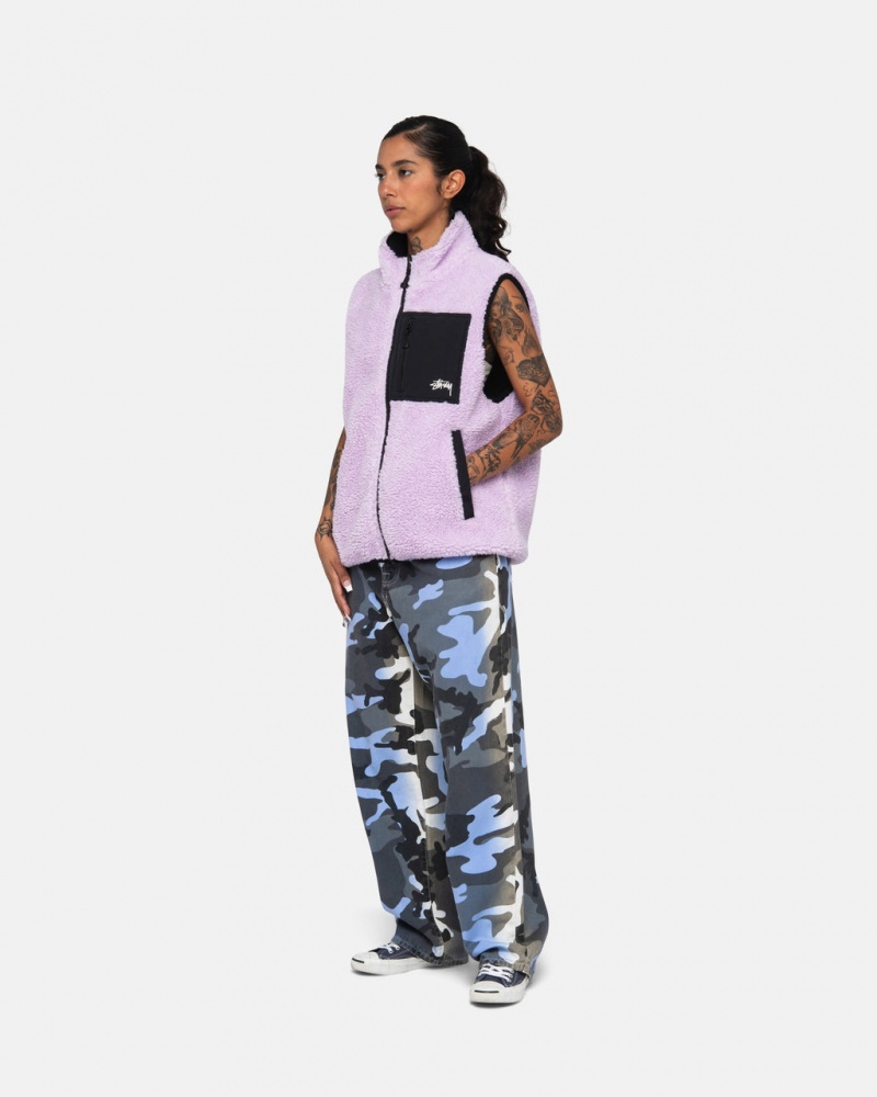 Stussy Sherpa Reversible Vest - Unisex Jackets Lawenda | PLQCS30414