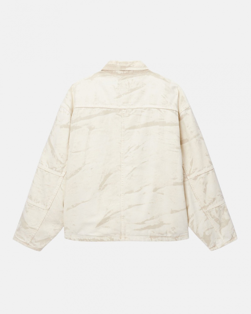 Stussy Shop Jacket Distressed Płócienne - Unisex Jackets Khaki | EPLHC73795