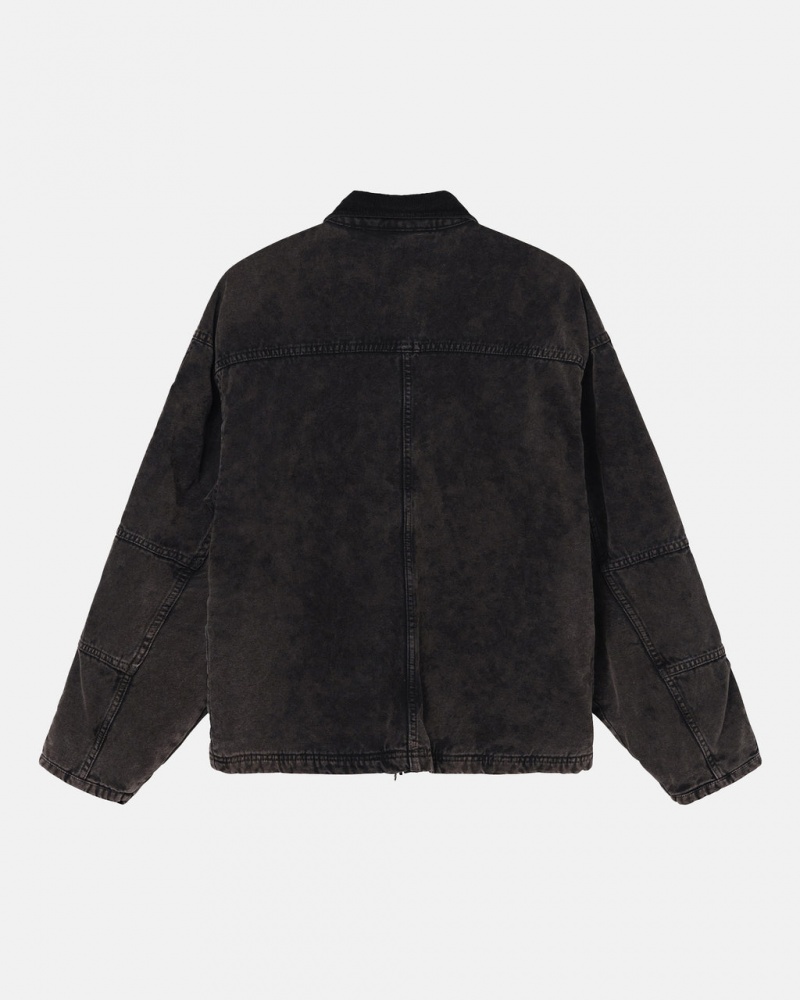 Stussy Shop Jacket Washed Płócienne - Unisex Jackets Czarne | BPLSD98522