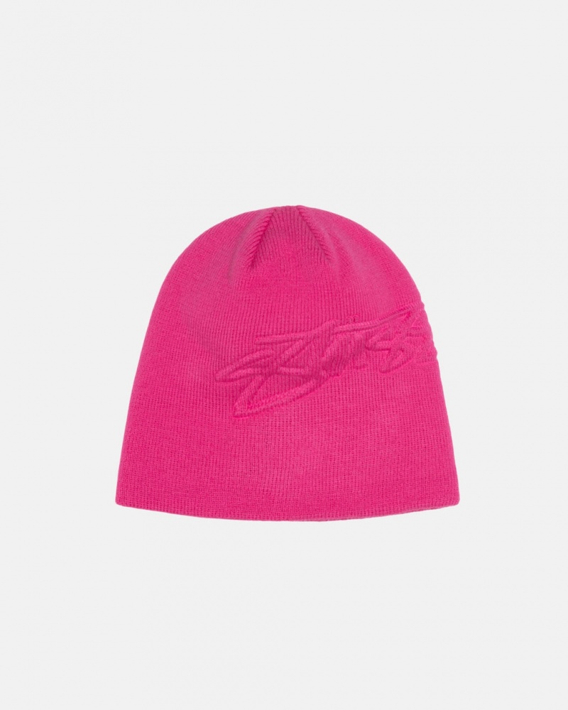 Stussy Skullcap Embossed Smooth Stock - Unisex Różowe | GPLEC79398