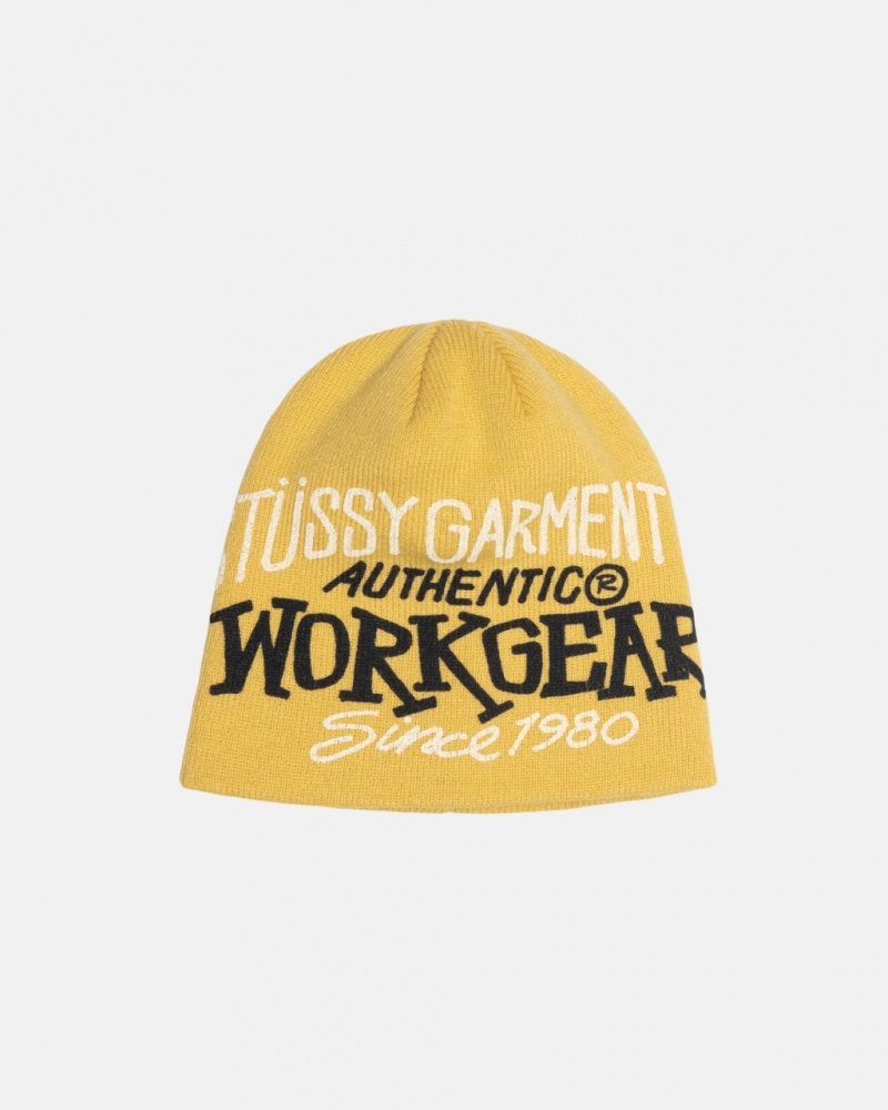 Stussy Skullcap Workgear Print - Unisex Musztardowe | LPLSX31672