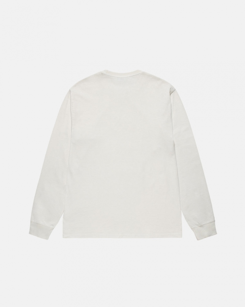 Stussy Small Stock LS Tee Pigment Dyed - Unisex Longsleeve Beżowe | MPLHR48913