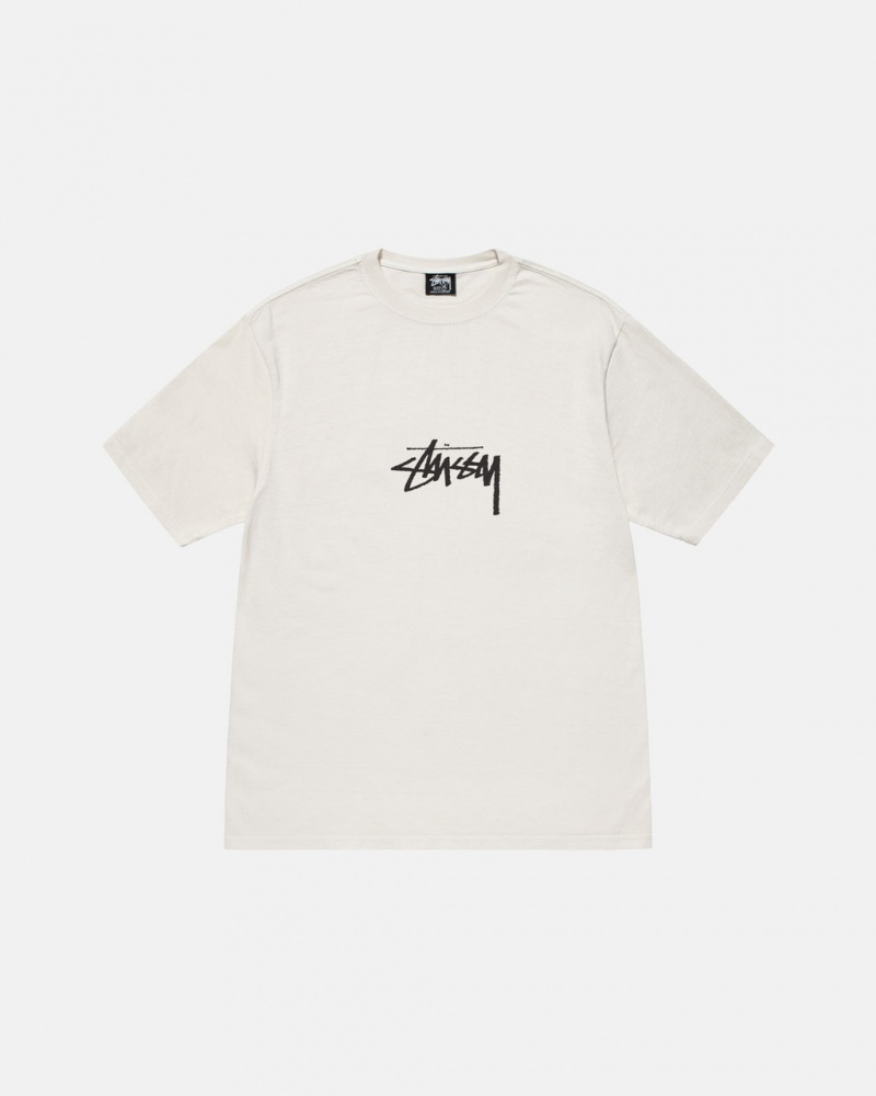 Stussy Small Stock Tee Pigment Dyed - Unisex Shortsleeve Beżowe | PLJVR49172