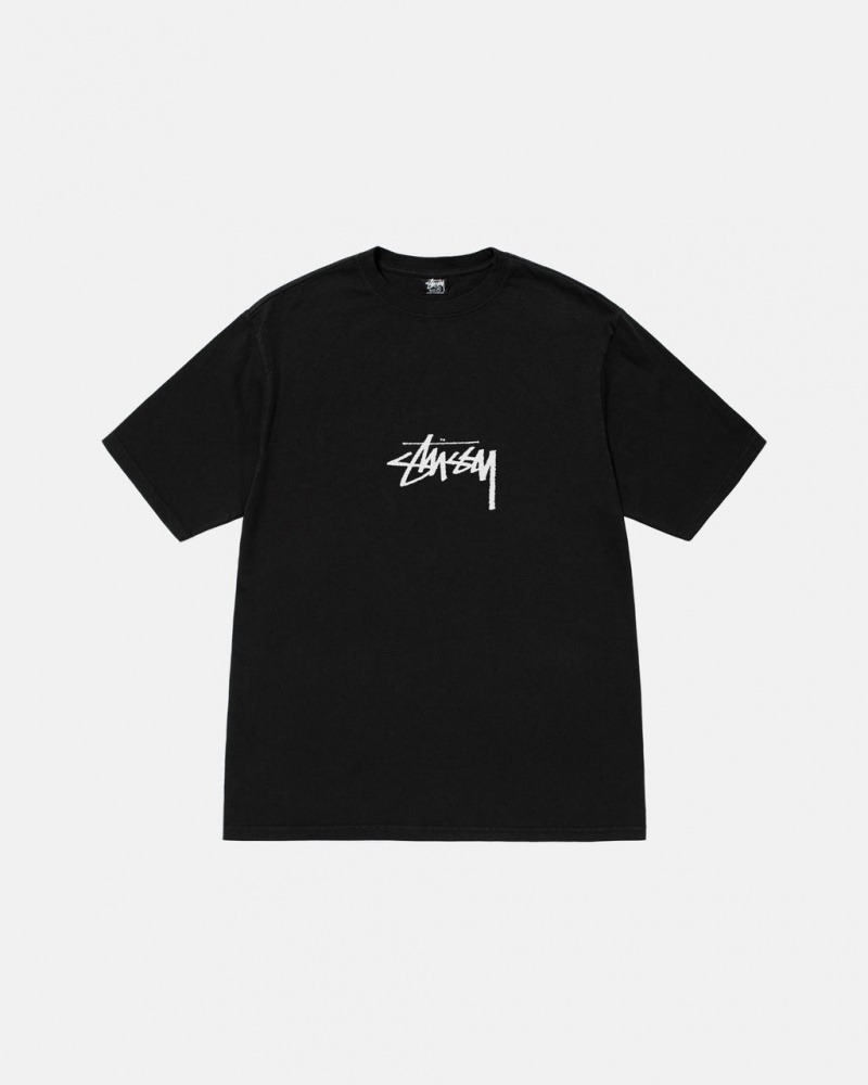 Stussy Small Stock Tee Pigment Dyed - Unisex Shortsleeve Czarne | APLDF41663