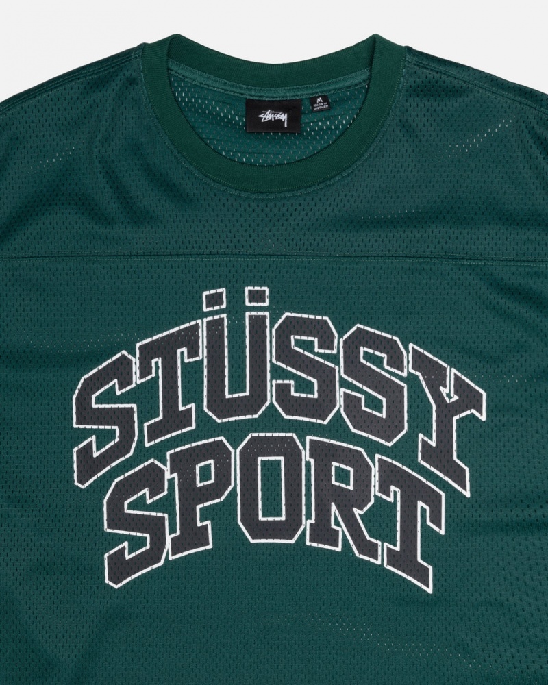 Stussy Sportowe Mesh Football Jersey - Unisex Sweaters Knits Zielone | GPLEC24574