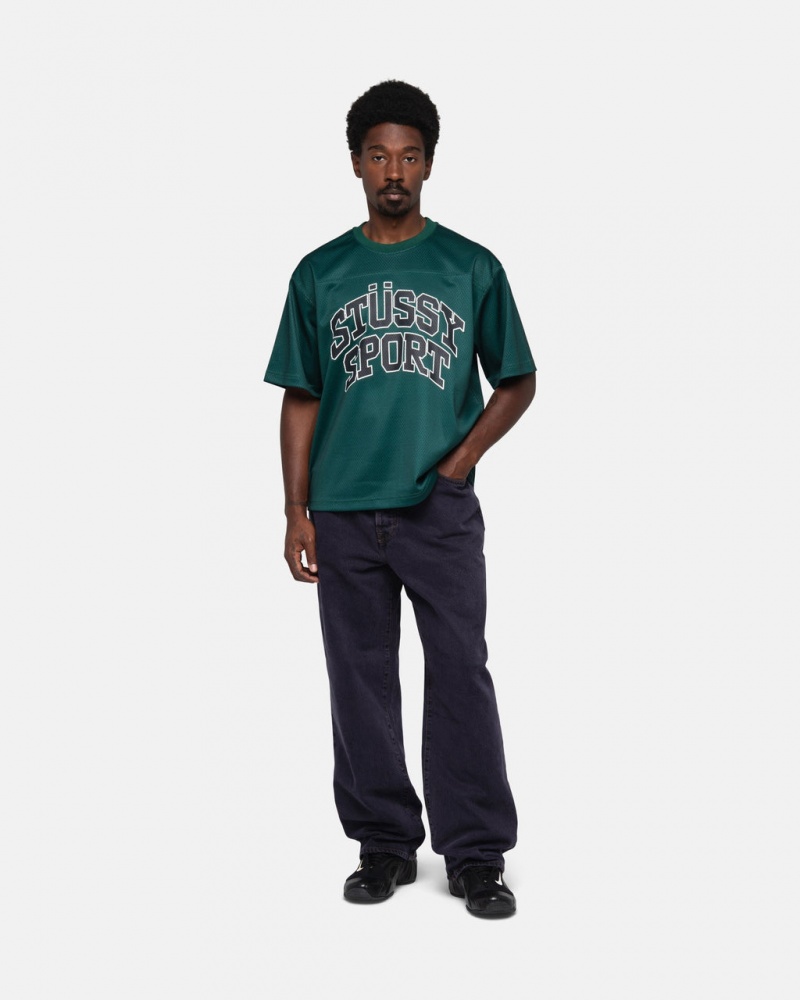 Stussy Sportowe Mesh Football Jersey - Unisex Sweaters Knits Zielone | GPLEC24574