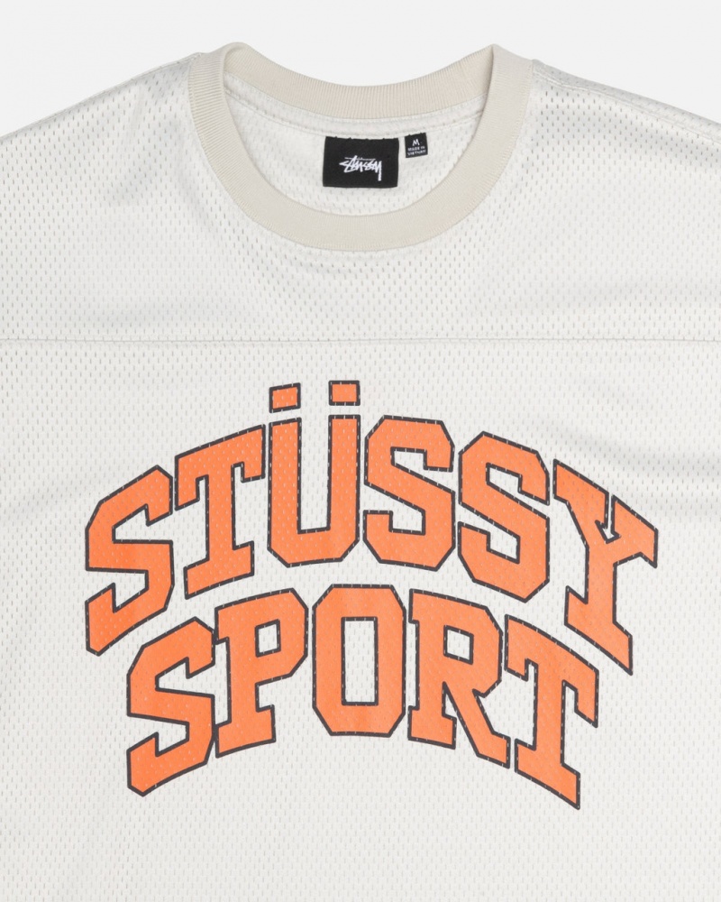 Stussy Sportowe Mesh Football Jersey - Unisex Sweaters Knits Beżowe | XPLGW39375