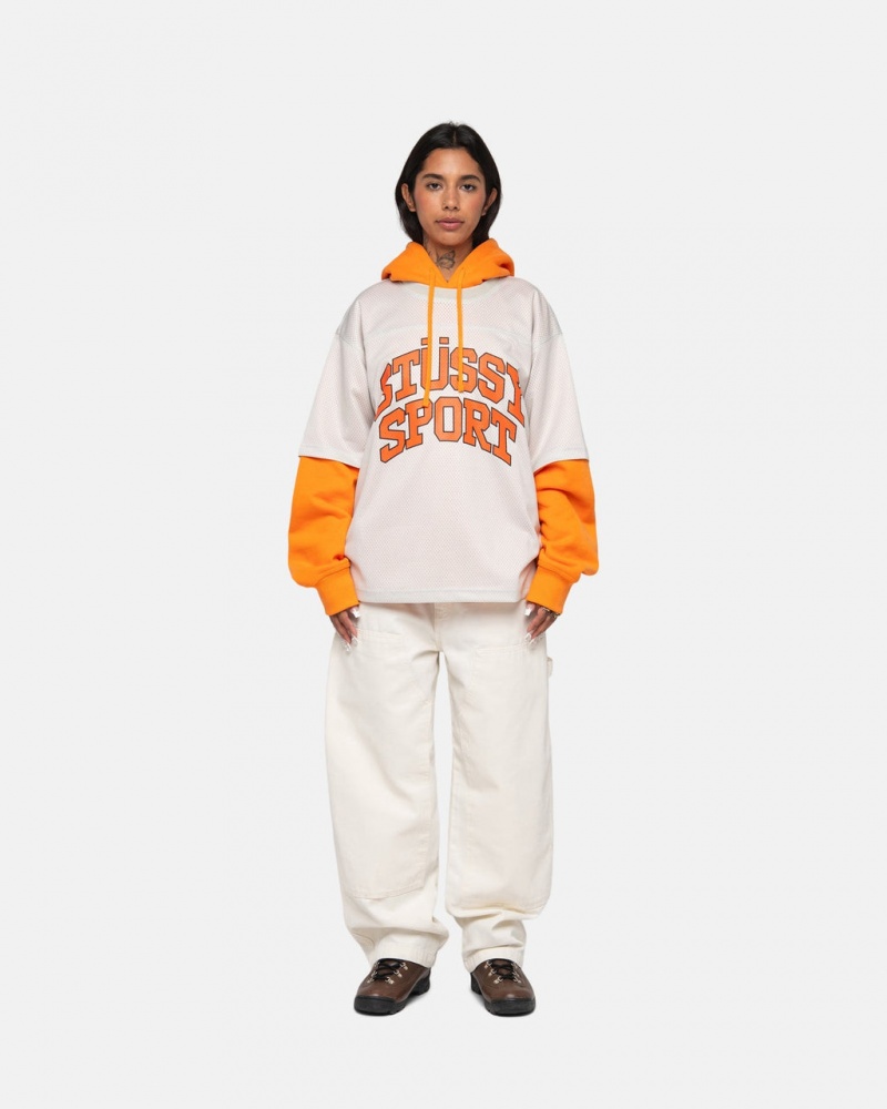 Stussy Sportowe Mesh Football Jersey - Unisex Sweaters Knits Beżowe | XPLGW39375