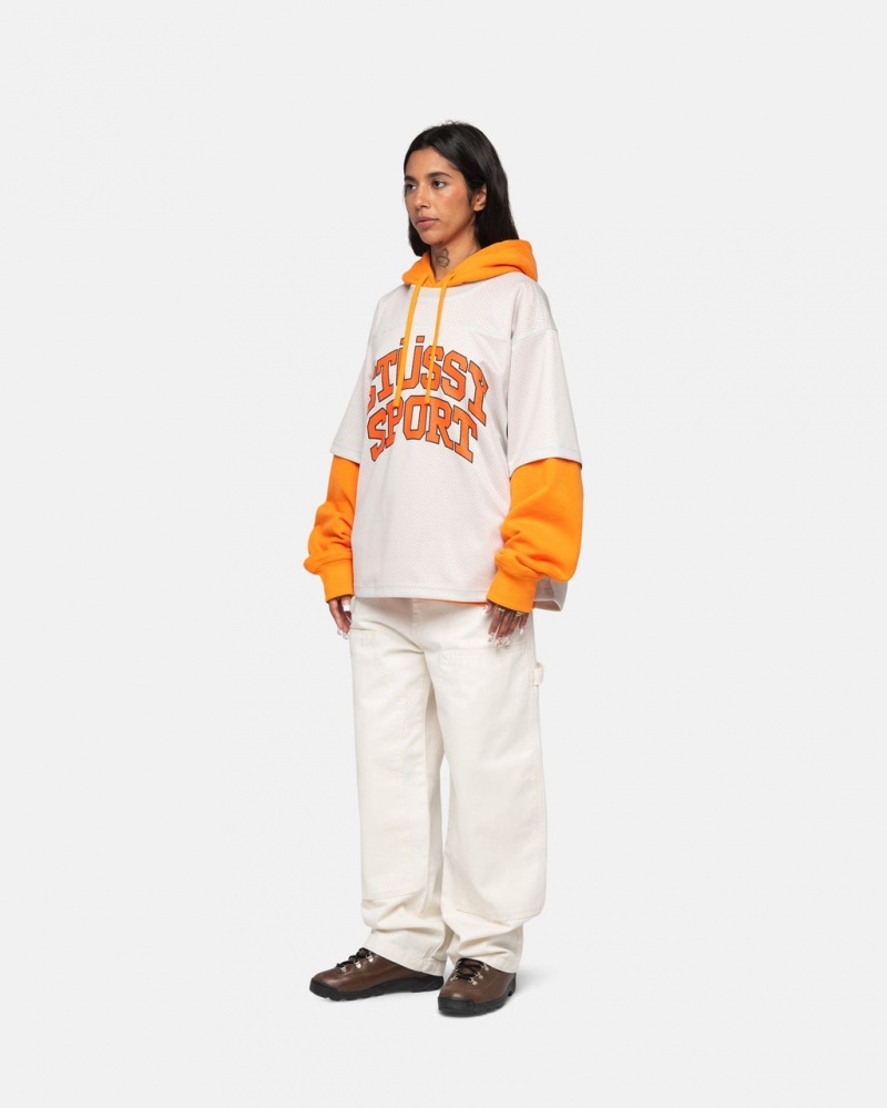 Stussy Sportowe Mesh Football Jersey - Unisex Sweaters Knits Beżowe | XPLGW39375