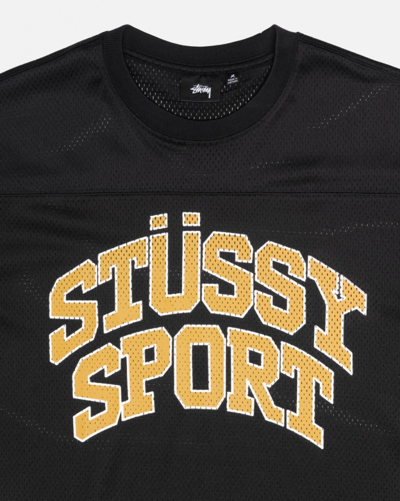 Stussy Sportowe Mesh Football Jersey - Unisex Sweaters Knits Czarne | PLIIZ14609