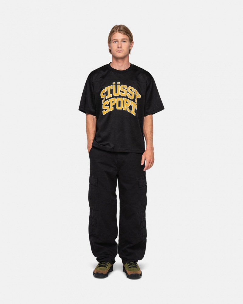 Stussy Sportowe Mesh Football Jersey - Unisex Sweaters Knits Czarne | PLIIZ14609