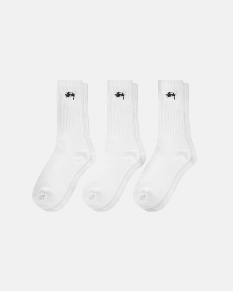 Stussy Stock Crew Sock Pack - Home Goods Białe | FPLUI88060