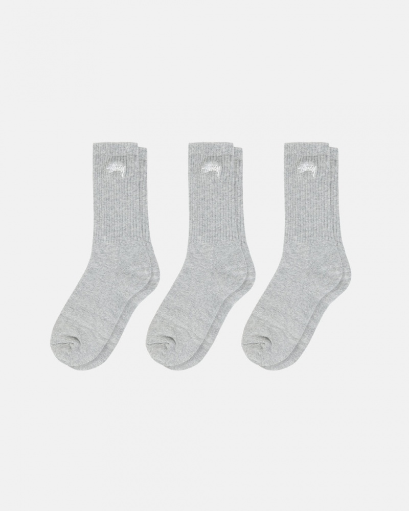 Stussy Stock Crew Sock Pack - Home Goods Szare | PLXBR80839