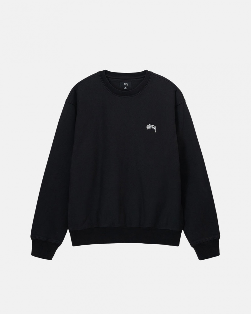 Stussy Stock Logo Crew - Unisex Hoodies Czarne | SPLNY95498