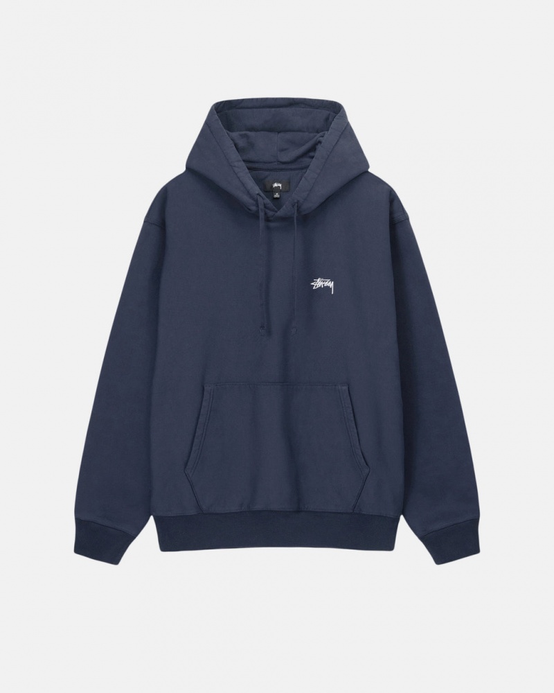 Stussy Stock Logo Hoodie - Unisex Hoodies Granatowe | TPLPQ59889