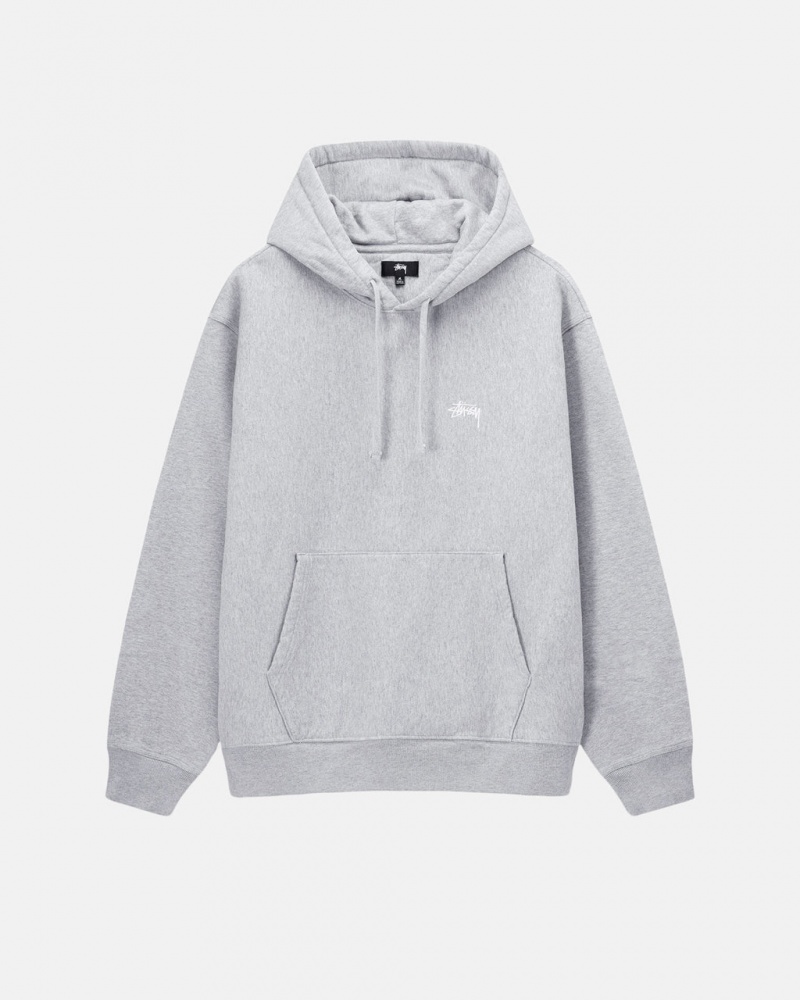 Stussy Stock Logo Hoodie - Unisex Hoodies Szare | GPLEC89014