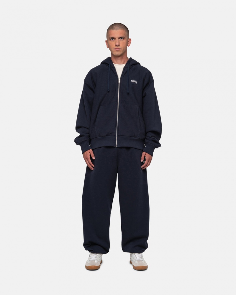 Stussy Stock Logo Sweatpant - Unisex Pants Granatowe | PLNEJ48260