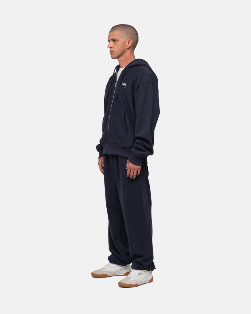 Stussy Stock Logo Sweatpant - Unisex Pants Granatowe | PLNEJ48260